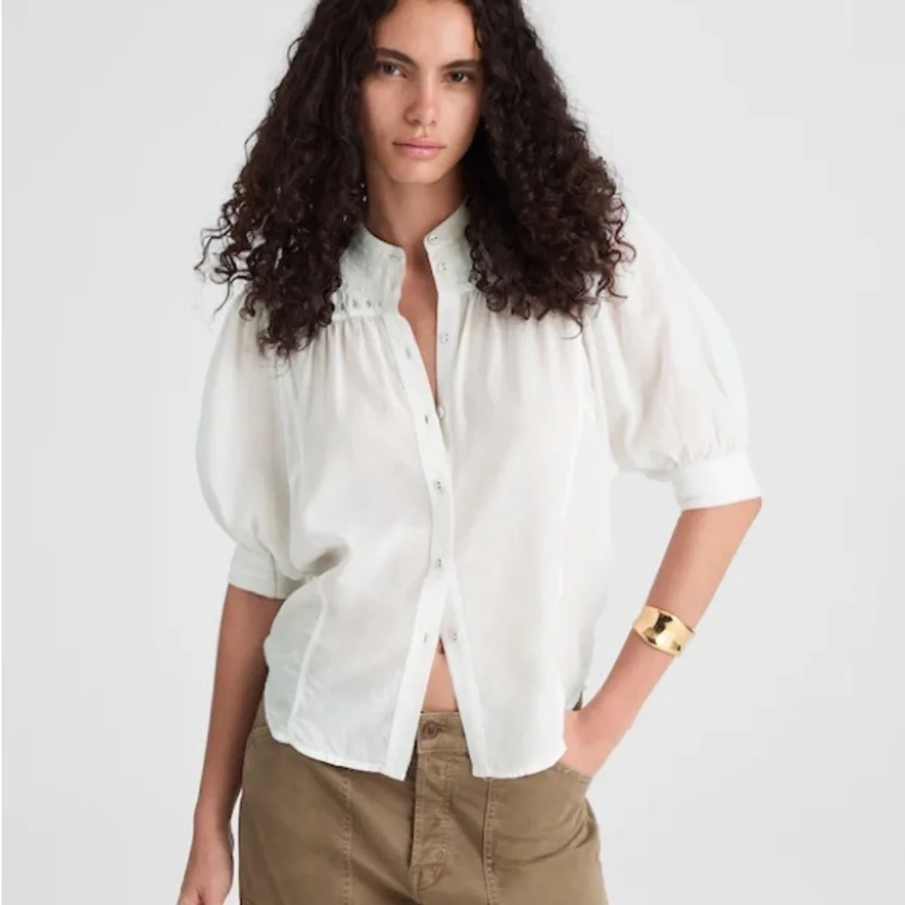 Madewell Puff-Sleeve Band-Collar Shirt size 8 nwt